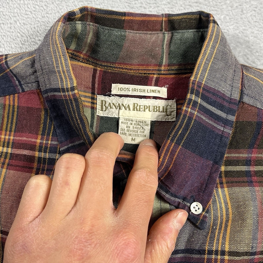 Banana Republic Men's Irish Linen Button Down Shirt Multicolor Vacation Size Med - Picture 2 of 8